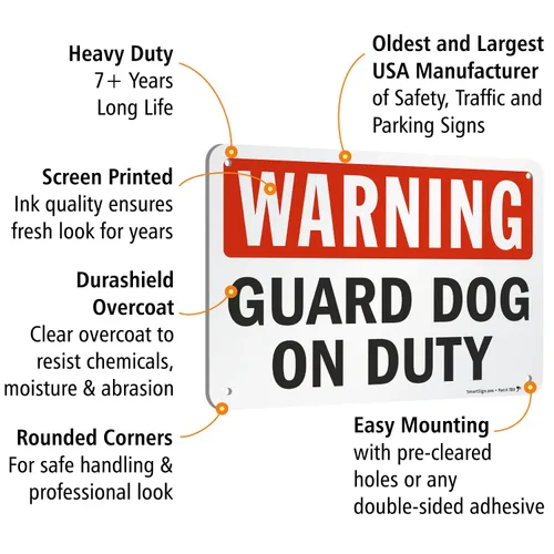 Miniatura 4 de SmartSign - S-2430-AL-10 Advertencia - Señal de guardia de servicio 7 "x 10" Aluminio Negro/Rojo sobre Blanco