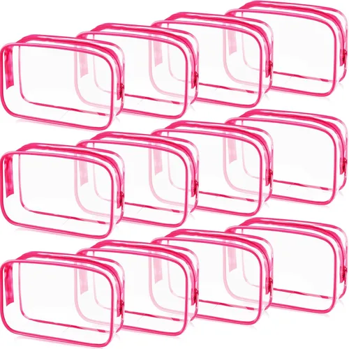 Miniatura 13 de Weewooday 12 piezas bolsas transparentes para maquillaje, bolsas de almacenamiento de cosméticos, estuches de PVC con cremallera, bolsas de viaje