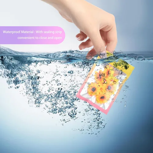 Miniatura 57 de 120 bolsas de tereftalato de polietileno a prueba de olores, bolsa de embalaje holográfica resellable con ventana transparente para alimentos