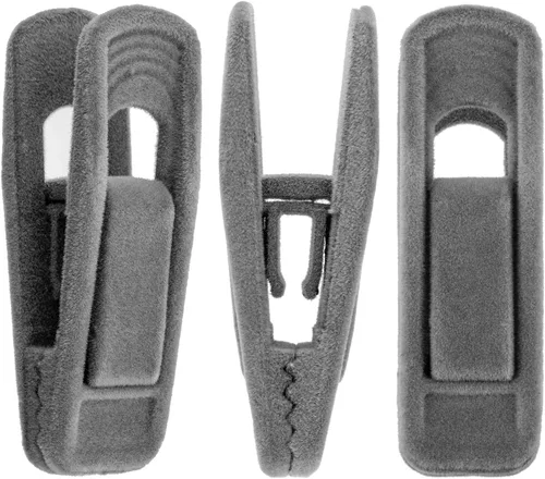 Miniatura 9 de Paquete de 20 clips de terciopelo para colgar pantalones grises, clips de terciopelo fuertes, perfectos para perchas finas de terciopelo (gris)