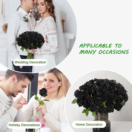 Miniatura 9 de Flores artificiales, rosas táctiles, ramo de rosas falsas, tallo de flores para centros de mesa de boda, corona de bricolaje, decoración del hogar