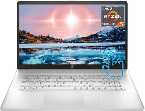 HP Pavilion Laptop de 17.3 pulgadas, pantalla táctil HD+ de bisel estrecho, procesador AMD Ryzen 5 5500U (Beats i7-1185G7), gráficos AMD Radeon,