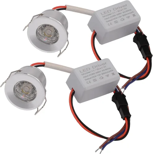 Miniatura 7 de 2 paquetes de mini focos de 3 W, AC 110V 220V, luces empotradas para techo, para exhibición en vitrina y debajo del gabinete, luz blanco cálido 3000