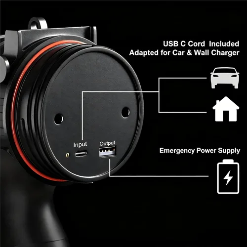 Miniatura 5 de Linterna recargable de foco BUYSIGHT, linterna de foco portátil de 800 lúmenes impermeable lámpara de caza con filtro rojo (negro)
