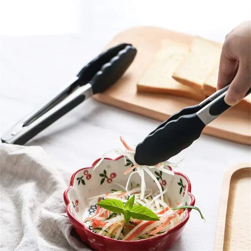 Miniatura 7 de Alimat PluS Juego de 3 pinzas de cocina de silicona, pinzas de cocina con puntas de silicona, incluyendo espátula (12 pulgadas) para girar