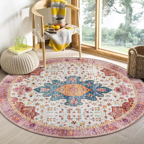 Miniatura 74 de Moynesa Alfombra de pasillo ultra fina lavable de 2 x 6 pies, antideslizante, resistente a las manchas, alfombra vintage que no desprende para Gris