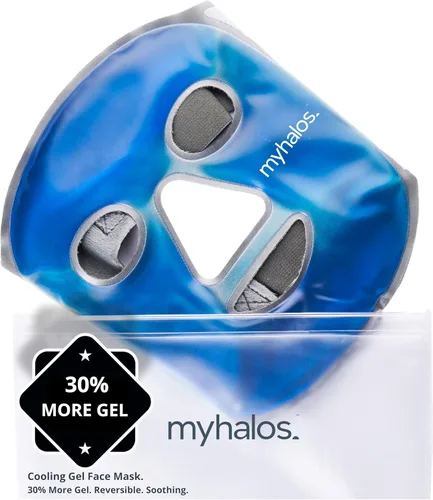MyHalos Máscara facial de hielo – Mascarilla de congelado para aliviar el dolor, migraña y cirugía de muelas del juicio. Nuestra máscara facial
