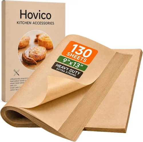 Miniatura 8 de Paquete de 130 hojas de papel pergamino precortadas Papel de hornear marrón sin blanquear de 12 x 12 pulgadas Forros antiadherentes resistentes