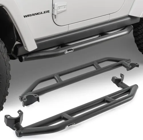 Quadratec QRC - Juego de 2 deslizadores de roca, para Jeep Wrangler Rubicon JK 2007-2018, se adapta a tus rieles de roca Rubicon de fábrica, diseño