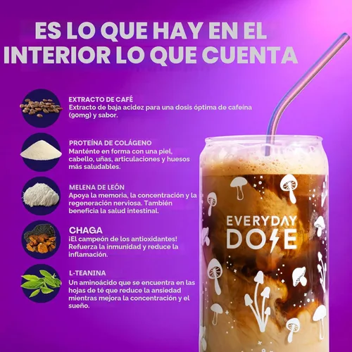 Miniatura 4 de Everyday Dose Bold - Café de hongos de tostado medio, 90 mg de cafeína por porción con colágeno de ganado alimentado con pasto, chaga, Melena