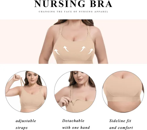 Miniatura 5 de Bralette de maternidad y lactancia para mujer, 3 unidades (S-4XL) - Bralette cómodo ajustable