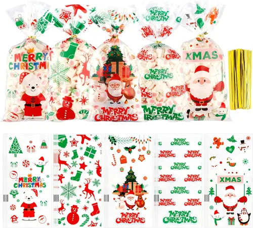 Miniatura 8 de Bolsas de celofán para dulces de San Valentín, 100 piezas de bolsas de dulces de San Valentín, bolsa de regalo de celofán de plástico para galletas