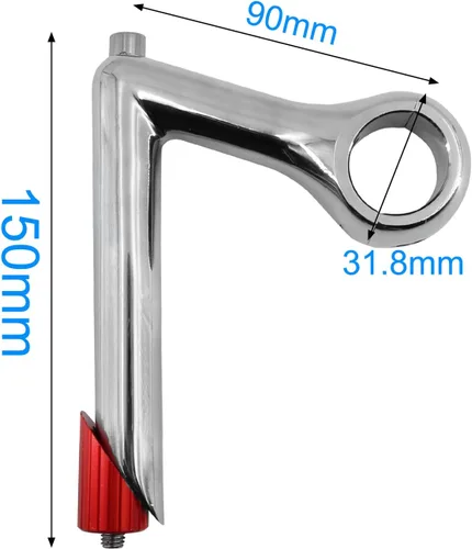 Miniatura 2 de Aleación de aluminio galvanizado Bicicleta Quill Stem Completo CNC Rectificado Clásico Vintage Bicicleta Vástago 1.252 in Plateado