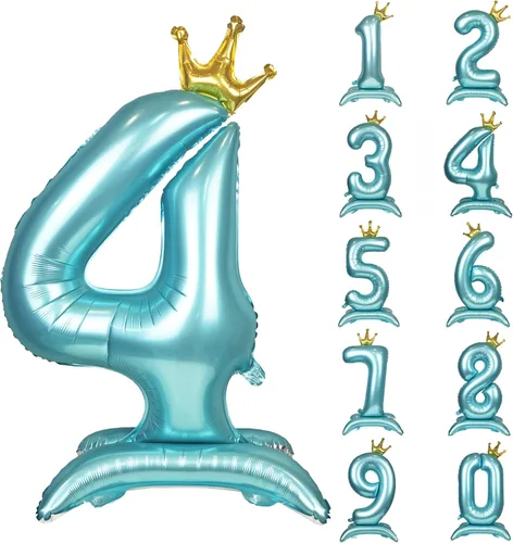 Miniatura 26 de Globos de aluminio grandes con corona negra número 0 para niños y niñas, cumpleaños, boda, aniversario, fiesta, baby shower, suministros 0