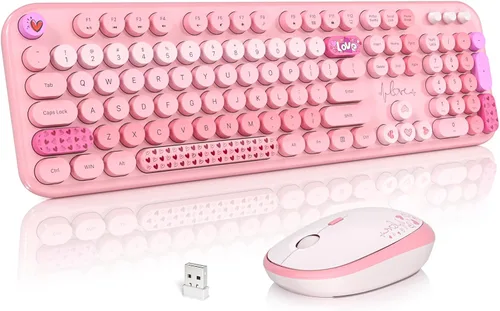 Miniatura 10 de Teclado y mouse inalámbricos, máquina de escribir, teclado de tamaño completo con teclado numérico y mouse conectado USB 2 en 1 para Windows 7/8/10