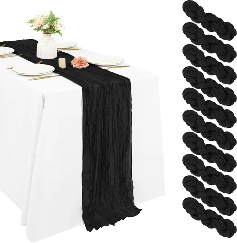 Miniatura 31 de 10 piezas de camino de mesa de estopilla en azul bebé 10 pies, camino de mesa de gasa para recepción de boda, despedida de soltera, fiesta