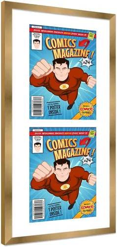 Miniatura 80 de Poster Palooza Marco de cómic con paspartú para 1 cómic de la Edad de Bronce publicado entre 1970 y 1985, marco de cómic negro para cómic de 7.25 x