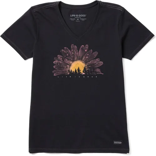 Miniatura 2 de Life is Good Camiseta con cuello en V para mujer, diseño de girasol francés