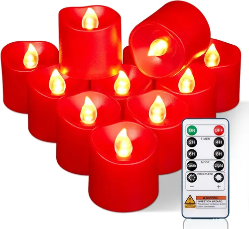 Miniatura 11 de Homemory Paquete de 12 velas sin llama votivas LED con control remoto de más de 400 horas, temporizador de 2/4/6/8 horas, velas de té que funcionan