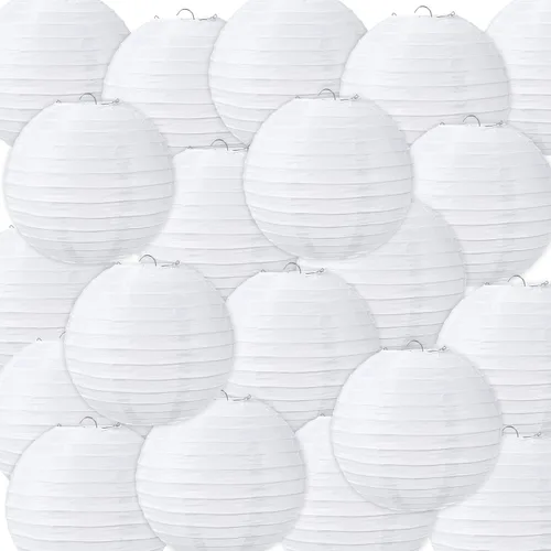 Miniatura 16 de Treela Faroles de papel japoneses chinos blancos decorativos colgantes redondos de papel para decoración de bodas, fiestas de cumpleaños