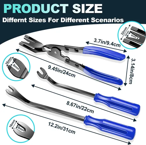 Miniatura 2 de Keze 7 Piezas Herramienta de Palanca de Extracción de Molduras de Plástico Automotrices y Kit de Alicates Extractores de Clips para Extracción
