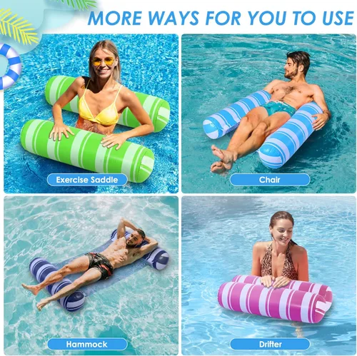 Miniatura 4 de Pool Float Adults 4-in-1 Water Hammock Float,Saddle, Drifter,Lounger Inflatable Pool Floats for Swimming Pool, Beach, Hammock Pool Float Azul + verde