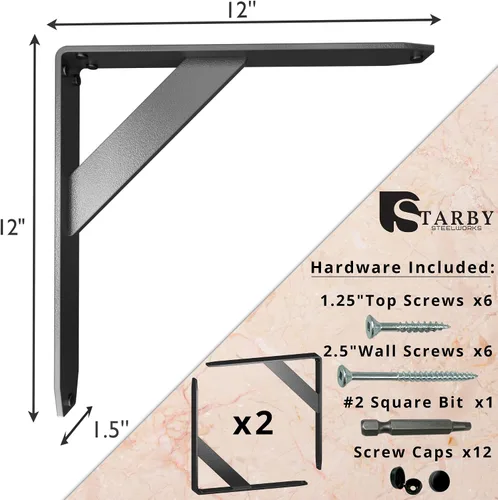 Miniatura 92 de Starby Charleston Soportes de acero resistente para repisa de chimenea, estante flotante, soporte de encimera, soldado a mano (paquete de 2)