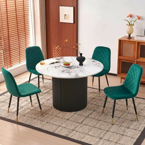 Miniatura 25 de Juego de 2 sillas de comedor de terciopelo azul marino, sillas tapizadas de cocina y comedor con patas de metal, sillas decorativas modernas