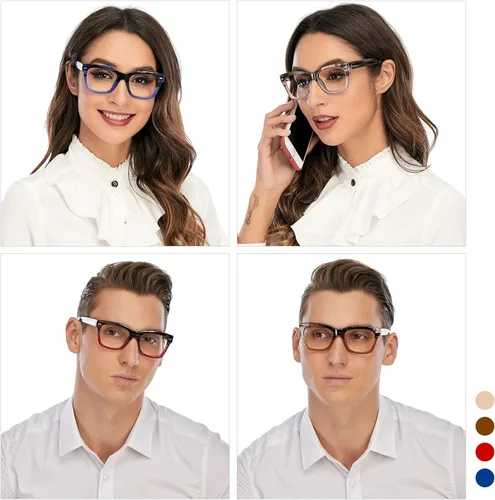 Miniatura 2 de AQWANO Oversized Design Reading Glasses Women/Men, Computer Blue Light Blocking Square Readers Paquete de 4