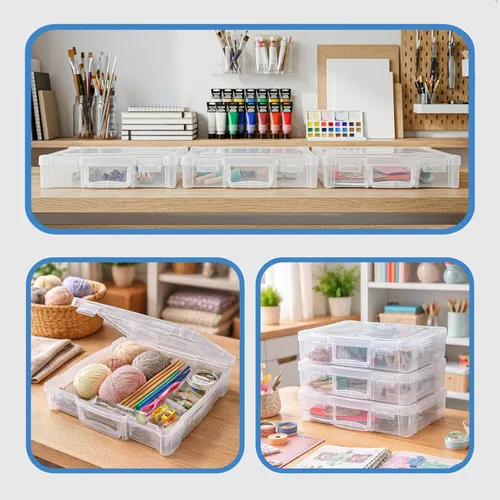 Miniatura 10 de ArtBin 6913ZZ Organizador portátil de arte y manualidades de 12 x 12 pulgadas con asa, paquete de 3, [3] cajas de almacenamiento de plástico