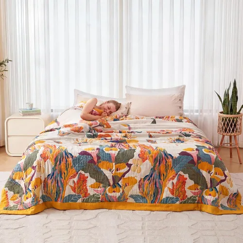 Miniatura 6 de Manta bohemia – Manta suave 100% algodón para cama, 50"x60", reversible, transpirable, ligera, para otoño, todas las estaciones, decoración de casa