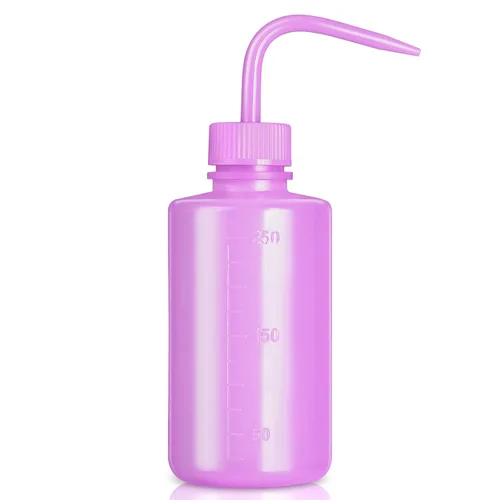Miniatura 13 de Valchoose Botella profesional de lavado de tatuajes de 8.5 onzas (rosa), botella de boca estrecha para riego de laboratorio médico, rociador, lata