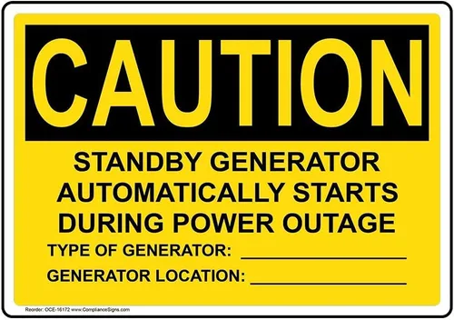 Miniatura 7 de ComplianceSigns. com PRECAUCIÓN El generador de espera comienza automáticamente la etiqueta de OSHA, 5x3.5 pulgadas 4-Pack de vinilo