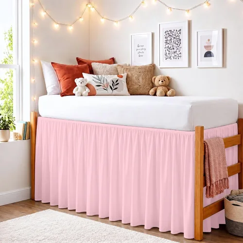 Miniatura 21 de Twin XL 28" Drop Extra Long BedSkirt, Premium Brushed Microfiber Tailored Drop, Put On Elastic Wrap Around Long Dust Ruffle, Split Corner, Bedroom