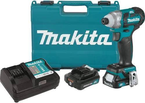 Makita DT04R1 Kit de destornillador de impacto inalámbrico sin escobillas de iones de litio de 12 V Max CXT (2.0 Ah),