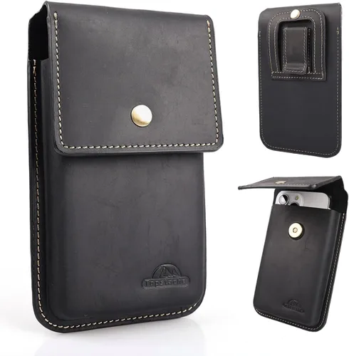 Funda de cuero Topstache para teléfono para hombres - Funda con cierre magnético para iPhone 17/16/15/14/13/12 - Funda de cinturón de cuero con clip