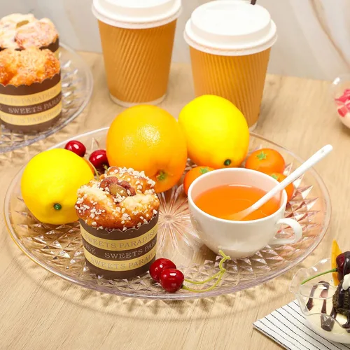 Miniatura 4 de Fumete 10 platos redondos de plástico transparente de 10 pulgadas, platos de flan de cristal acrílico para fiestas, alimentos, pasteles, galletas