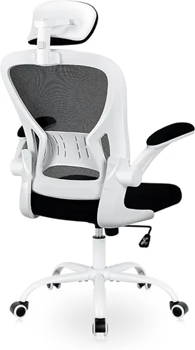 Miniatura 15 de Silla de oficina ergonómica de escritorio, cómoda altura ajustable con ruedas, soporte lumbar de malla giratoria para computadora, silla de oficina
