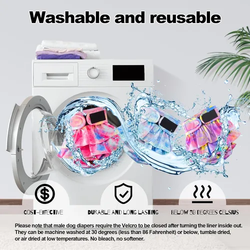 Miniatura 6 de Pañales Reutilizables para Perras Hembras Lavables, Pañal Premium para Perros, Paquete de 3, Pañal Extra Grande para Perros Altamente Absorbente