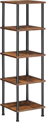 Miniatura 12 de HOOBRO Estante esquinero de 5 niveles, estante de exhibición cuadrado de esquina, estante alto para plantas, estantería de esquina para espacios