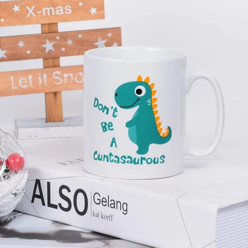 Miniatura 2 de BLEUM CADE Taza de café con texto en inglés «Don't be a Cuntasauro», taza de té con palabras divertidas, regalo novedoso, taza de cerámica blanca