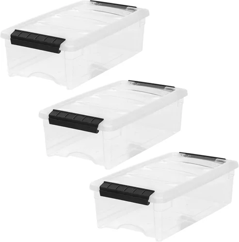 Miniatura 25 de IRIS USA - Contenedores de almacenamiento de plástico apilables de 40 cuartos de galón con tapas y hebillas de cierre, paquete de 4