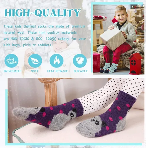 Miniatura 5 de Eocom 6 pares de calcetines de invierno cálidos de lana para niños y niñas