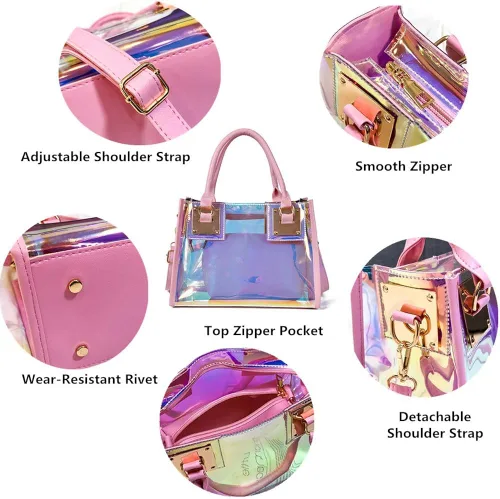 Miniatura 2 de AlwaySky Bolso bandolera transparente para mujer, bolso de mano de moda de diseñador 2 en 1