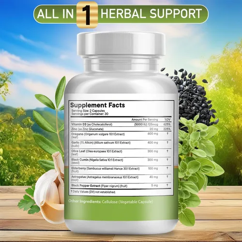 Miniatura 2 de JB Wellness Aceite de orégano, extracto de ajo, hoja de olivo, con astrágalo, suplemento de apoyo inmunológico y salud digestiva para mujeres