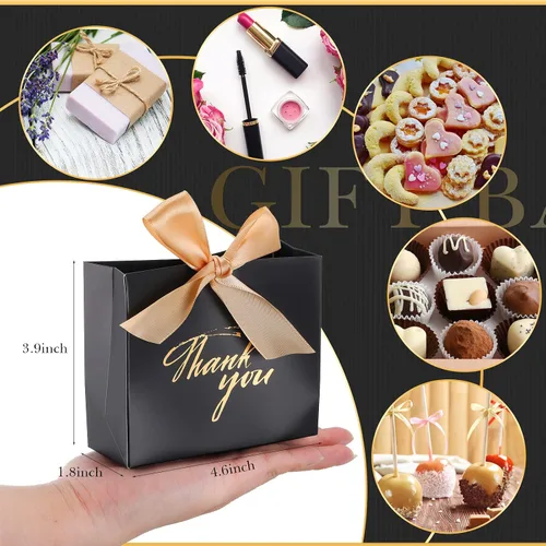 Miniatura 2 de Wesiti Paquete de 80 bolsas pequeñas de regalo de agradecimiento, lazo de coqueta para fiesta, cajas de cinta de lazo para boda novia, 4.5 x 1.8 x