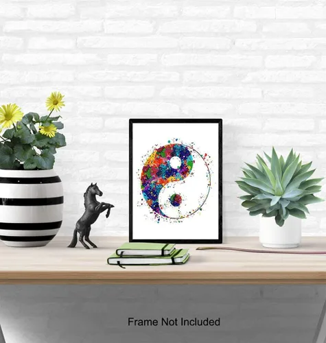 Miniatura 4 de Yin Yang - Impresión artística inspiradora de acuarela zen, foto sin marco de 8 x 10 pulgadas, regalo motivacional para meditación, fanáticos