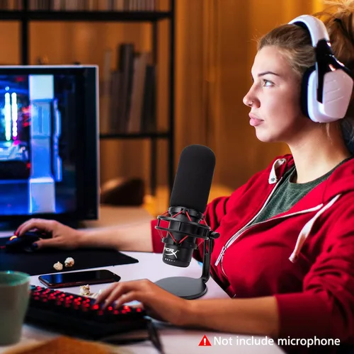 Miniatura 6 de Pantalla antiviento de micrófono Filtro Pop Compatible con HyperX QuadCast - Cubierta de espuma para micrófono con pantalla antiviento peluda