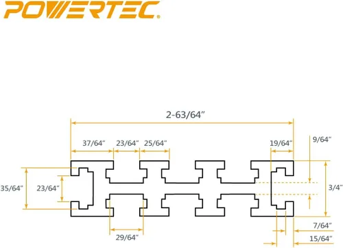 Miniatura 6 de POWERTEC 71489V Valla de aluminio con múltiples pistas en T con medida de izquierda a derecha, 3 pulgadas de alto x 24 pulgadas de largo Multi pista