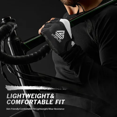 Miniatura 6 de Guantes de bicicleta para hombres y mujeres con almohadilla antideslizante que absorbe los golpes, guantes de ciclismo ligeros de medio dedo